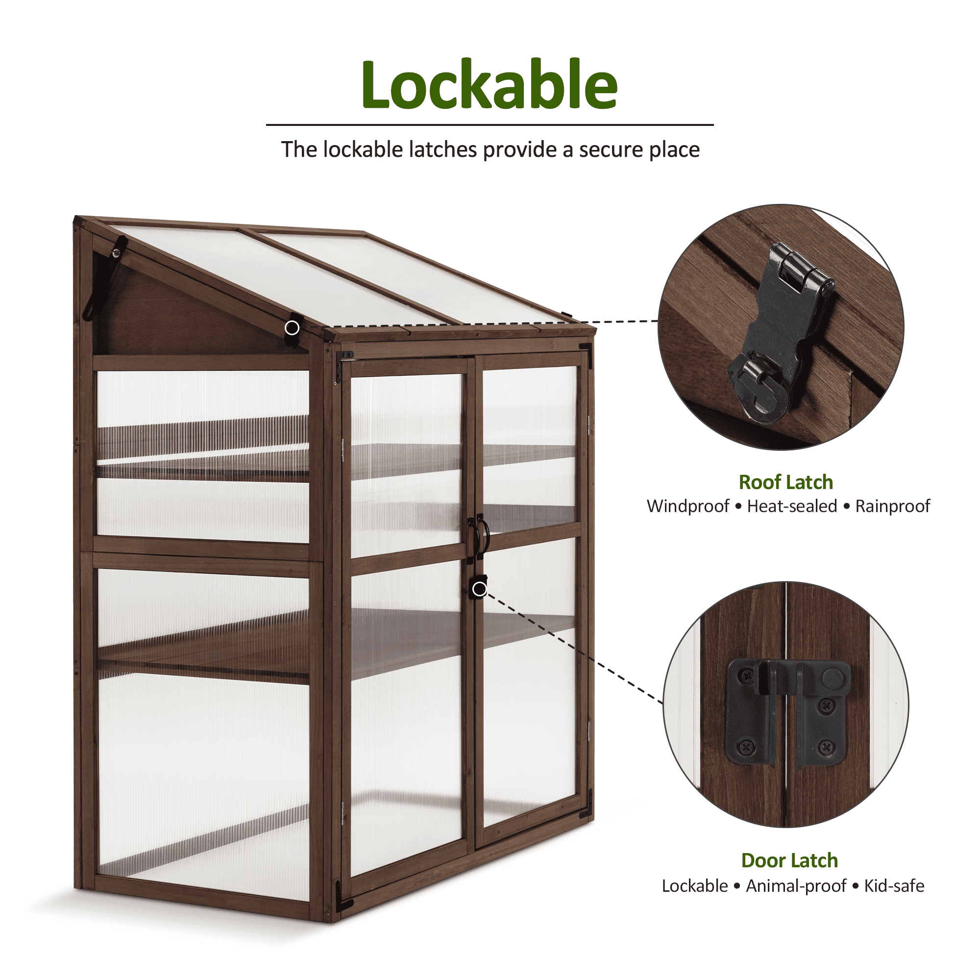 MCombo Cold Frame Large Wooden Greenhouse Cabinet Garden with Adjustable Shelves for Outdoor Indoor Use, 1344