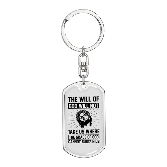The Grace Of God Stainless Steel or 18k Gold Premium Swivel Dog Tag Keychain