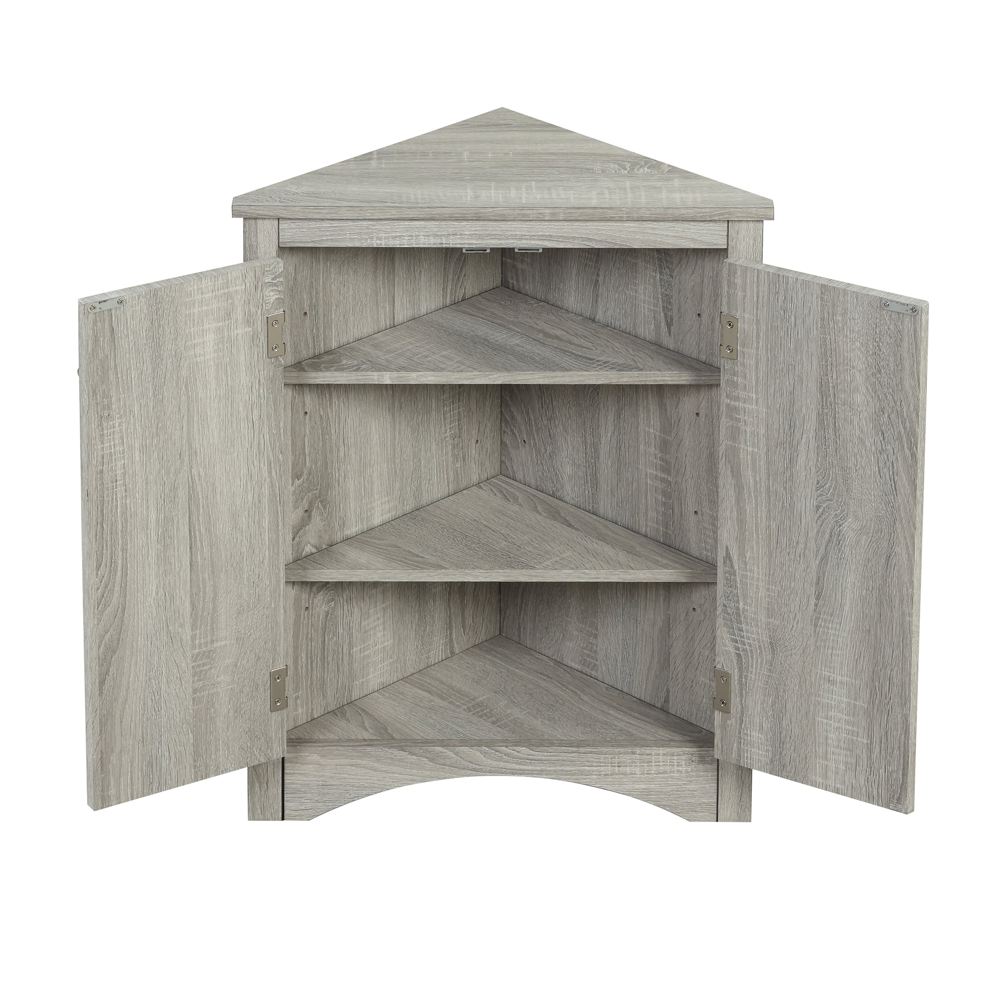 Bellemave Modern Triangle Bathroom Corner Cabinet, Bathroom Storage Cabinet with Adjustable Shelves, Freestanding Floor Cabinet for Bathroom, Living Room, Bedroom, Kitchen (Oak)