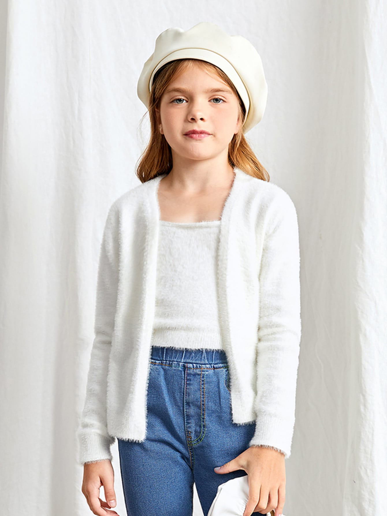 girls fuzzy cardigan