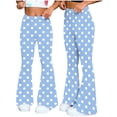 thumbnail image 2 of Rutainlusire Women's Trendy Comfy Solid High Waisted Flared Wide Leg Pants Women's Fashion Casual Loose Unstructured Print Flare Pants For Sports Fitness Yoga Wide Leg Long Trousers, 2 of 5