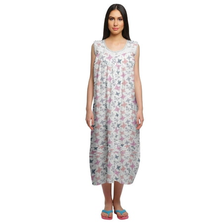 

Moomaya Womens Features Sleeve Nightdress For Ladies Printed Cotton Nightwear