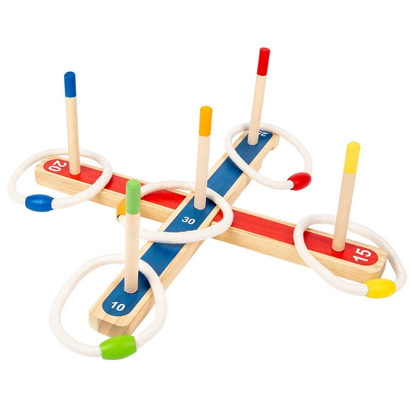 Ring Throwing Game Wooden Toy For Kids Hand Eye Coordination Puzzle Interactive Outdoor Family Activity Skill Play