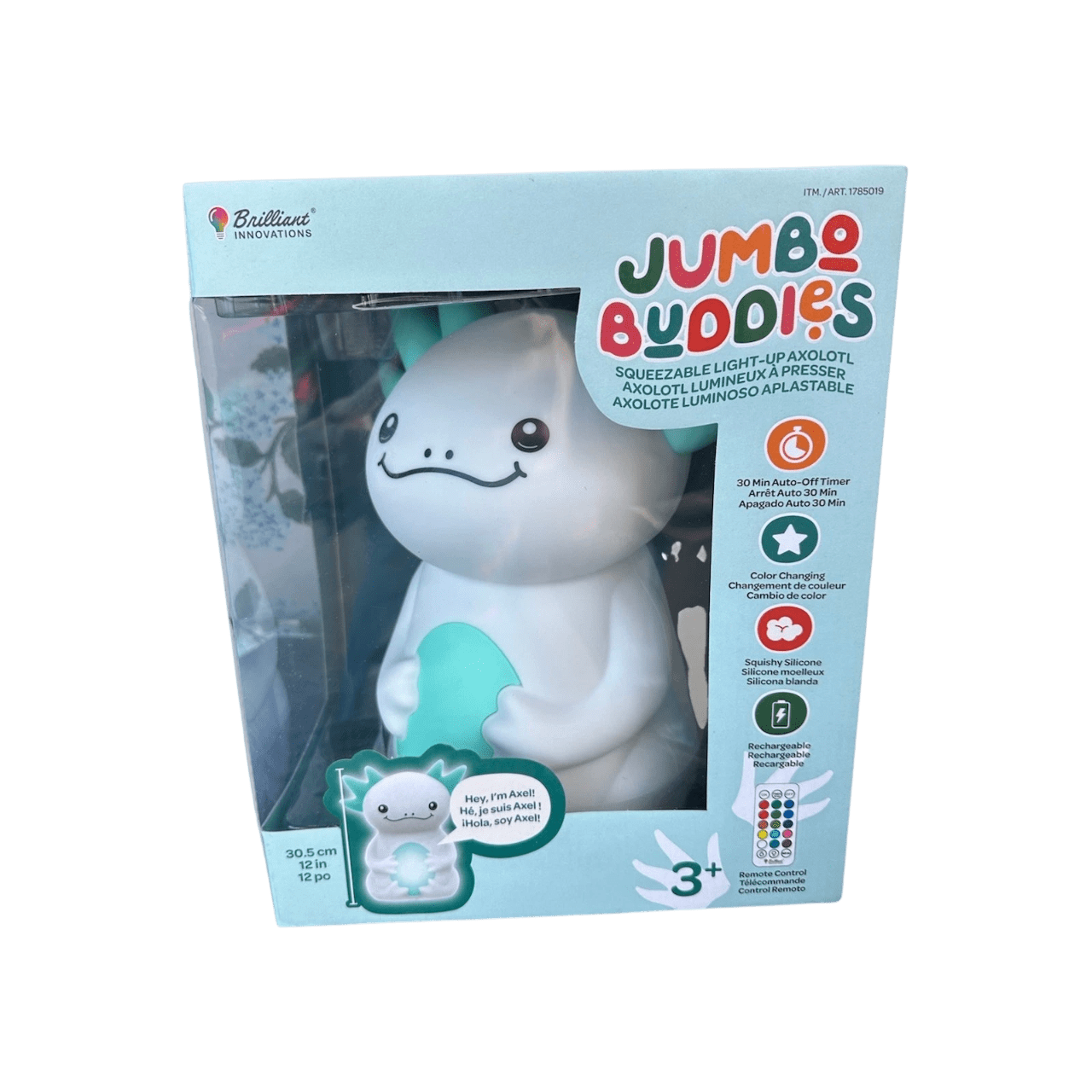 Jumbo Buddies 12" Squeezable Lamp Color Changing Kid Night Light - Axolotl