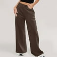 thumbnail image 2 of Penkiiy Oversized Cargo Sweatpants for Women Crossover Waisted Wide Leg Lounge Pants with Pockets Casual Comfy Athletic Pants S Brown, 2 of 7