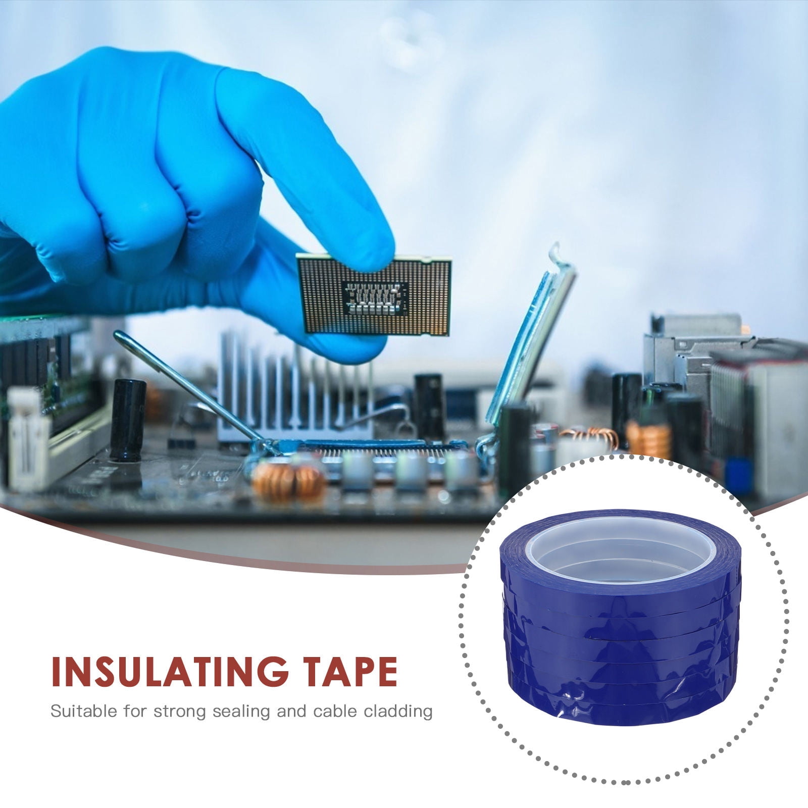 HEALEEP 6 Rolls Blue Pet Electrical Tape Wide Insulation For Home Products 10mmx66m
