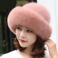 thumbnail image 3 of Kvinnor vinter varm hatt mjuk fluffig faux päls trimmade mössor - spot sales Svart, 3 of 5