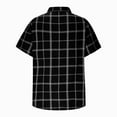 thumbnail image 6 of WREESH Men's Oversized Summer Button Down Shirts Fashion Short Sleeve Plaid Top Trendy Style White, 6 of 6