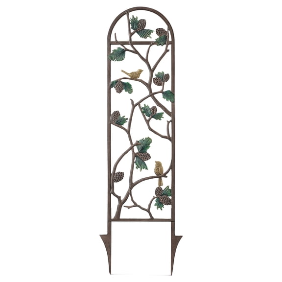 SPI Bird and Pinecone Trellis, 48" Metal Garden Trellis, Rustic Outdoor Decor