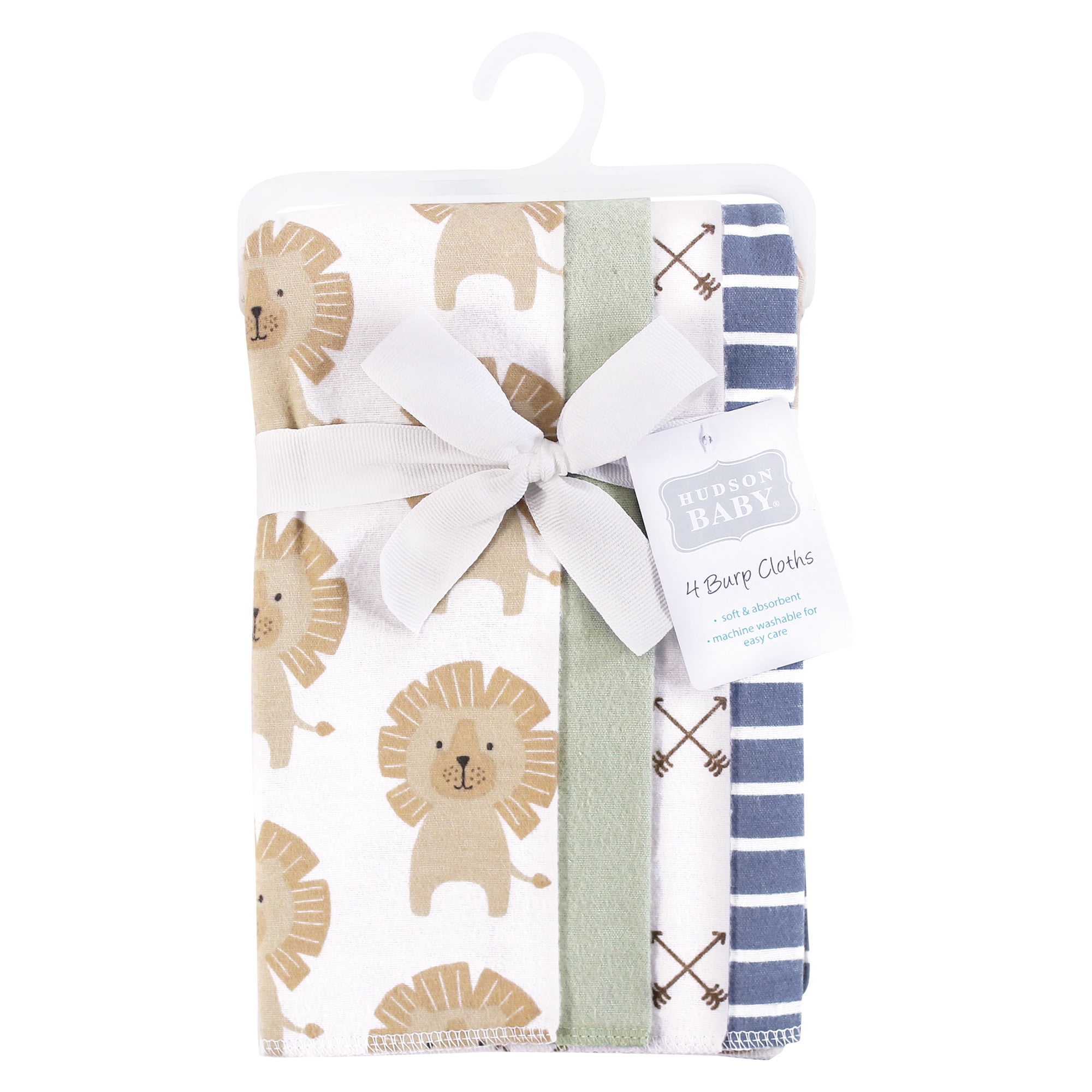 Hudson Baby Infant Boys Cotton Flannel Burp Cloths 4pk, Modern Lion, One Size