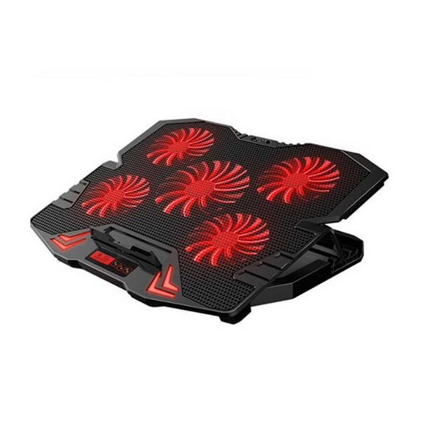 Seitruly Gaming Laptop Cooler Tablet Notebook Cooling Pad 5 ventiladores silenciosos 5 modos Home Office Pantalla LED Potente Cool Stand Holder Juegos de teclado y mouse para computadora Negro Rojo