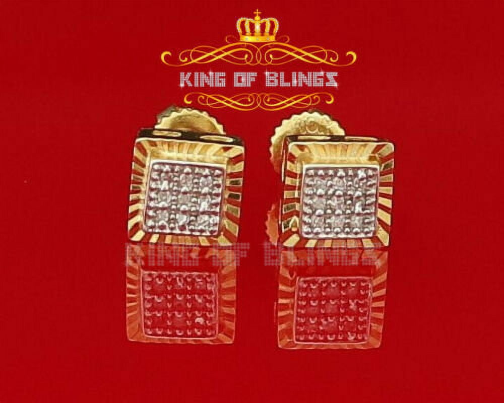 King of Bling's 10K Yellow Real Gold with Real 0.05CT Diamonds Men's/Women's Square Stud Earring