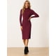 thumbnail image 4 of Vestido de Suéter de Punto con Cuello Alto para Mujer de Manga Larga Slim Fit Bodycon Lápiz Vestido rojo M, 4 of 6
