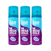 Rave 4x Mega Hairspray, Unscented 1.5 oz (Pack of 3)