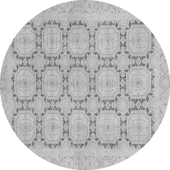 Ahgly Company Indoor Round Abstract Gray Modern Area Rugs, 6' Round