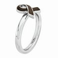 thumbnail image 3 of 925 Sterling Silver Stackable Expressions Brown Enameled Awareness Ribbon Ring Size: 8; for Adults and Teens; for Women and Men, 3 of 4
