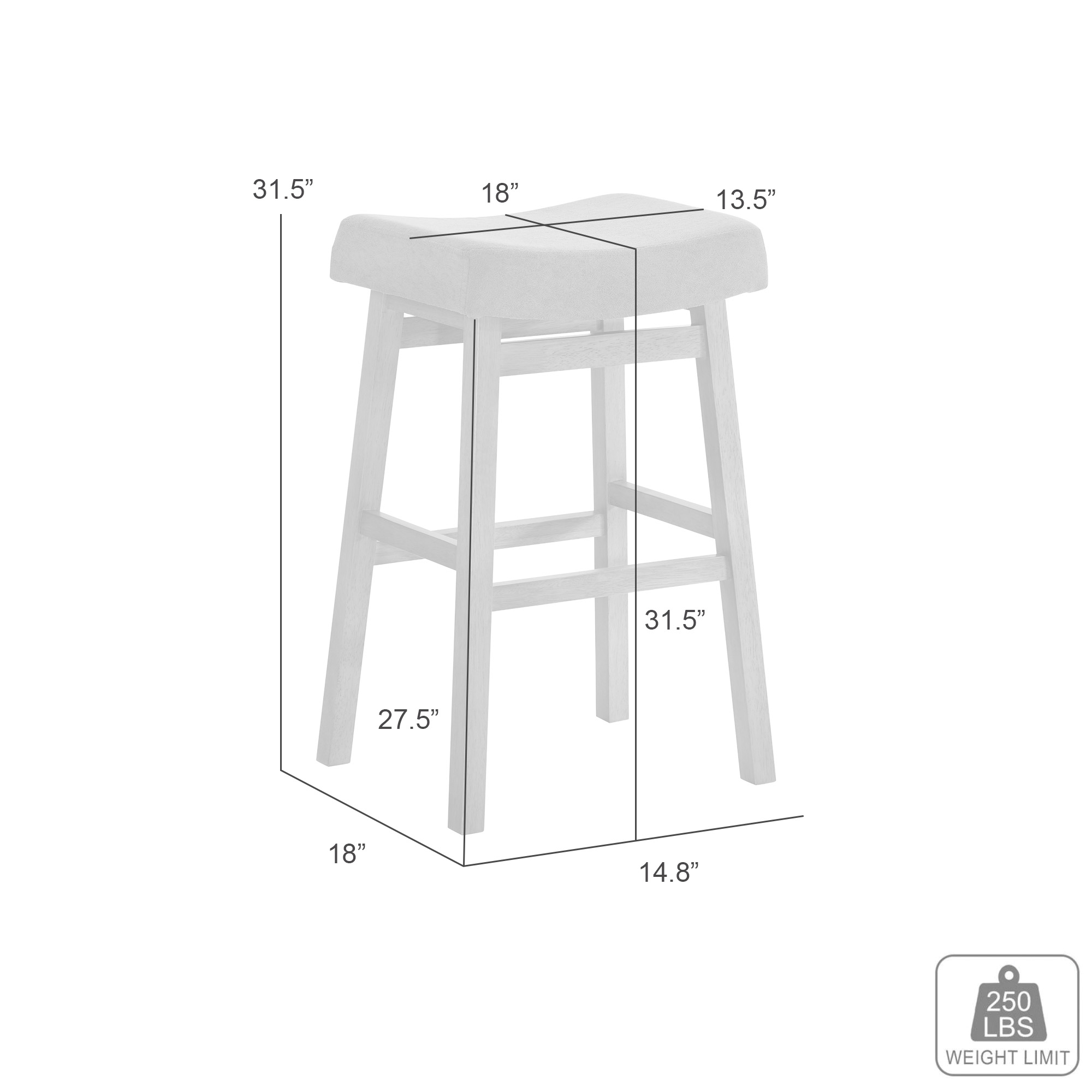 Lenon Modern Farmhouse Wood Bar Height Kitchen Bar Stool in Amber Glow Finish with Taupe Fabric Upholstered Seat - Set of 3