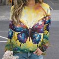 thumbnail image 2 of Wildflowers Butterfly Womens Casual Crewneck Sweatshirt Long Sleeve Tops Cute Pullover Loose Fit, 2 of 7