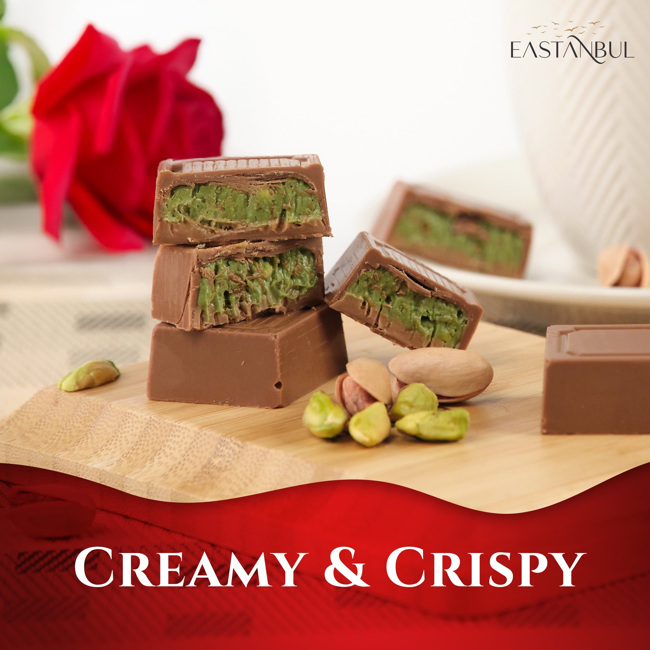 Eastanbul Premium Dubai Chocolate Bar Pistachio,Valentines Day Gifts,11.3oz