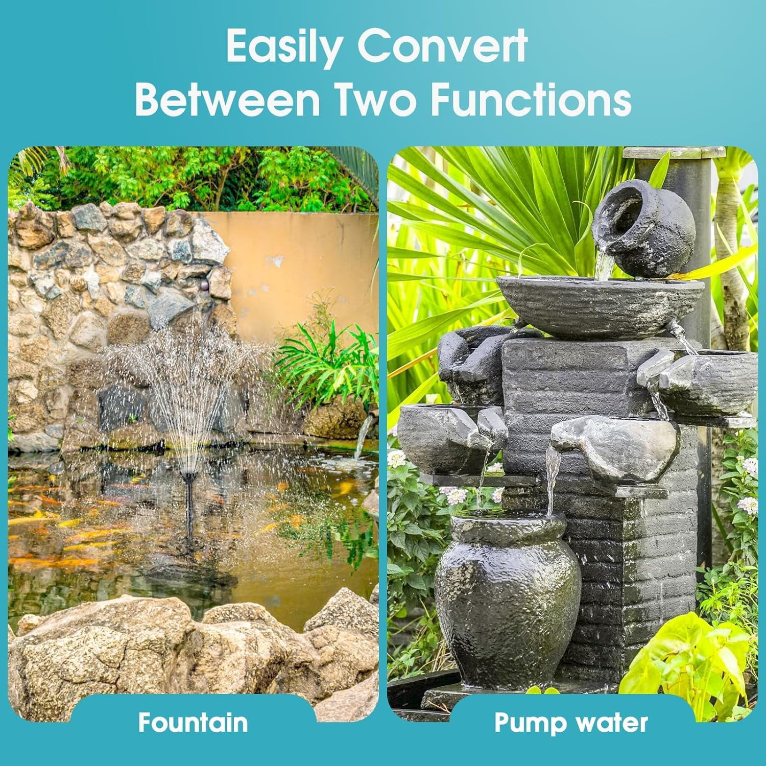 POPOSOAP 70W Solar Pond Filter with 680GPH Fountain Pump, Powerful Solar Powered Filter Kit with Bio-Media for Outdoor Koi Ponds and Waterfalls