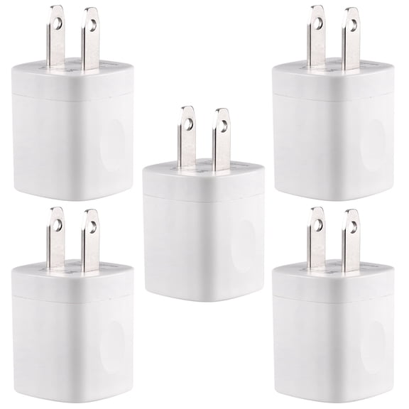 USB Wall Charger Adapter 1A/5V 5-Pack Travel USB Plug Charging Block Brick Charger Power Adapter Cube Compatible with Phone Xs/XS Max/X/8/7/6 Plus, Galaxy S9/S8/S8 Plus, Moto, Kindle, LG, HTC, Google