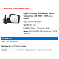 thumbnail image 2 of Right Passenger Side Manual Mirror - Compatible with 2007 - 2017 Jeep Patriot 2008 2009 2010 2011 2012 2013 2014 2015 2016, 2 of 2