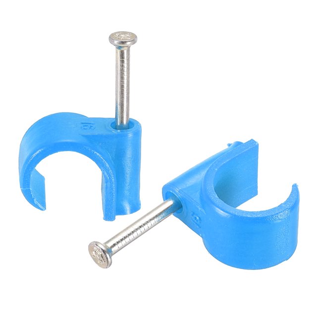 Unique Bargains 15mm Dia PVC Blue Round Cable Clips with Steel Nail 24 Pack