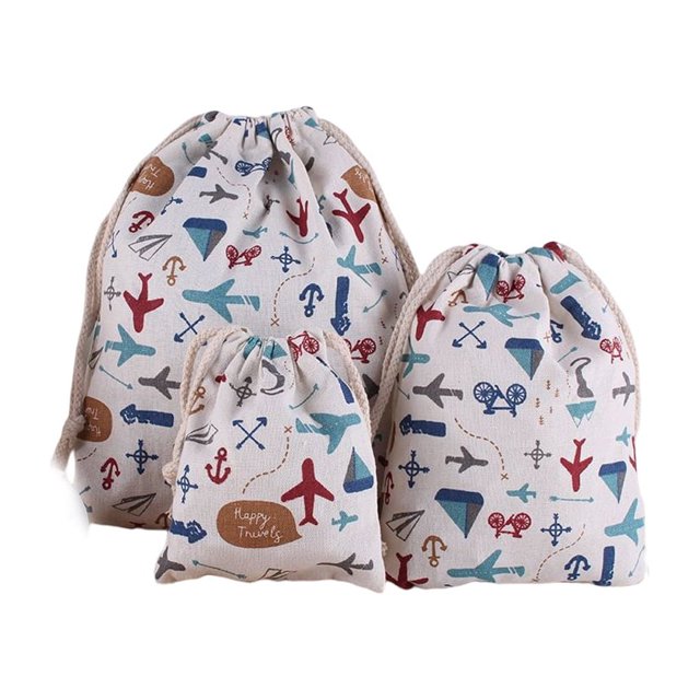maskred 3 Pcs Sac de Courses Respirant en Coton et Lin Sac Cadeau à Cordon Résistant à l'Usure