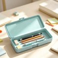 thumbnail image 4 of Hard Pencil Case,Snap Closure Hard Shell Stationery Organizer,0.86x7.8x2.9 Inch Plastic Pencil Storage Box,Large Capacity Multipurpose Utility Container,Portable Desktop Boxes for Office Supplies, 4 of 4