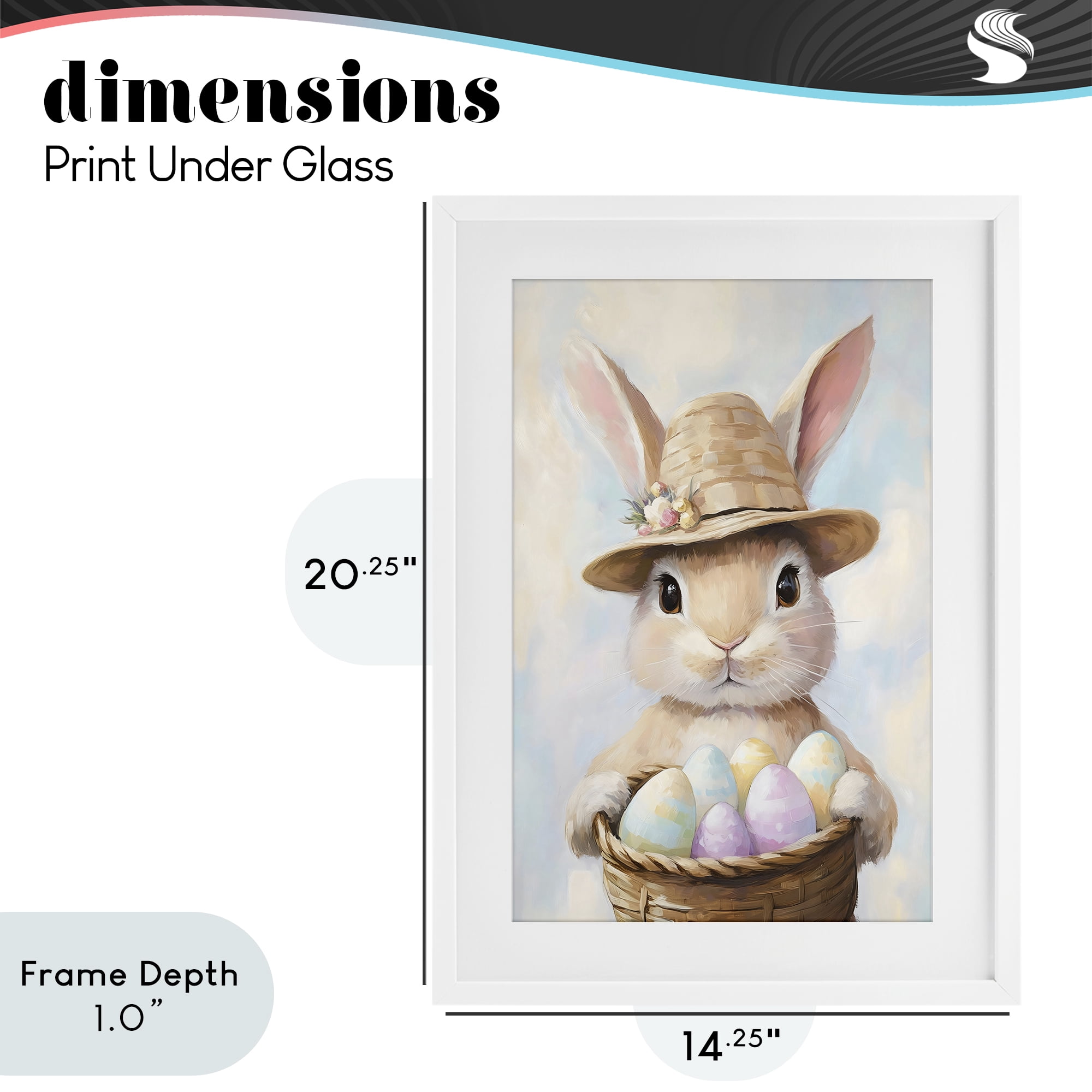 Stupell Industries Bunny with Easter Egg Basket White Framed Print Under Glass, design by The Prints Vibe