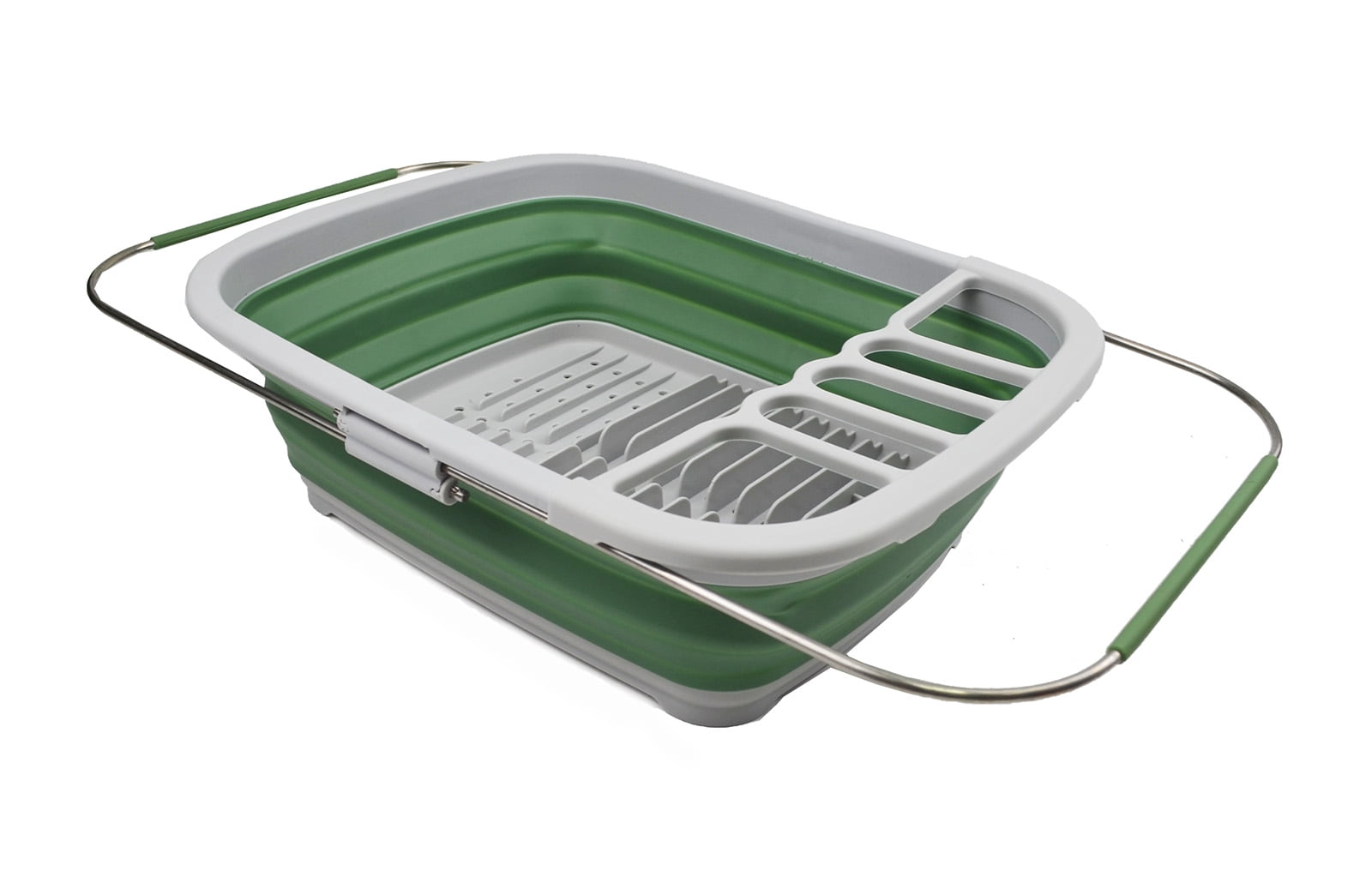 SAMMART 8L (2.11Gallons) Expandable Collapsible Dish Drainer - Foldable Drying Rack - Portable Dinnerware Organizer - Space Saving Kitchen Storage Tray