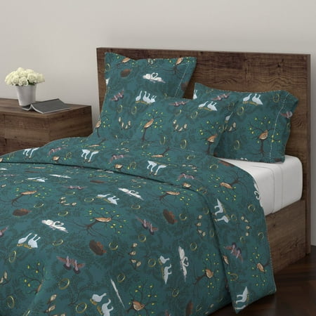 12 Days Of Christmas Christmas Birds Five Gold Sateen Duvet Cover