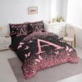 thumbnail image 3 of Homewish Monogrammed A Female Twin Bedding Sets 7-Piece, Cartoon Pink Kawaii Butterfly Bedding Comforter Set, Glitter Stars Diamond Reversible Sheet Sets, Super Cozy Room Decor, 3 of 7