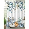 thumbnail image 2 of Fall Thanksgiving Shower Curtain, Orange White Blue Pumpkin Eucalyptus Leaf Bathroom Decor Curtains Set with Hooks, Waterproof Fabric Home Accessories， Stall 54 X 78 Inch, 2 of 6