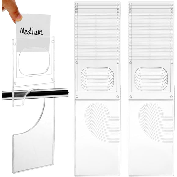 Kathfly 10 Pack Clothing Rack Size Dividers Plastic Closet Dividers for Hanging Clothes Transparent Rectangle Clothes Rack Size Label Hangers for Department Wardrobe Stores Organization