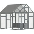 thumbnail image 2 of PawHut Large Chicken Run, Wooden Chicken Coop with Waterproof & Anti-UV Cover, Split Door, 2 Nesting Boxes, 2 Roosting Bars, 5.5' x 6' x 6', 2 of 9