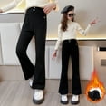 thumbnail image 4 of breaise Girls Fleece Jeans Mid Waisted Straight Leg Skinny Pants Loose Stretchy Lightweight Tummy Control Flare Pants Jeans for Girl 2025, 4 of 4