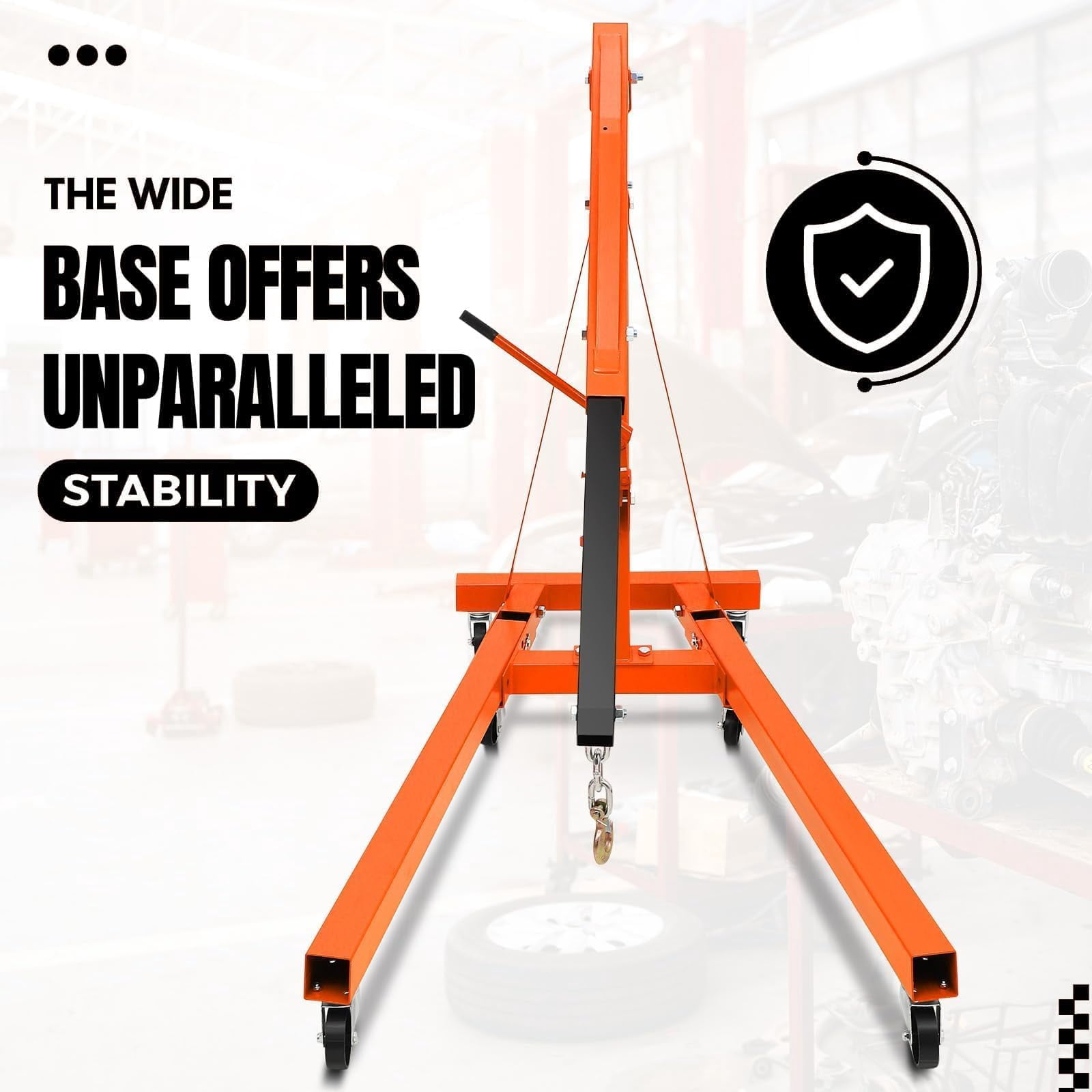 2 Ton (4000 LB) Folding Hydraulic Engine Hoist, Engine Shop Crane Hoist Lift, Heavy Cherry Picker with 6 Wheels and Telescopic Boom for Home Garage, Workshop, Warehouse, Heavy-Duty