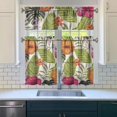 thumbnail image 3 of Botanical Paradise Hawaiian Kitchen Curtains Set 27.5x36in Polyester Valance and Tiers, Floral Leaves Window Curtains for Summer Home Kitchen Decor, 3 of 6