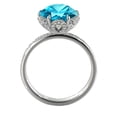 thumbnail image 6 of 2.50 ctw Blue Topaz Ring with Diamonds 14K White Gold Flower Vintage Halo, 6 of 6