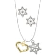 thumbnail image 1 of Delight Jewelry Goldtone Heart with 3 AB Crystals - Stronger Braver Smarter Silver tone Snowflake Charm Necklace and Stud Earrings, 1 of 4