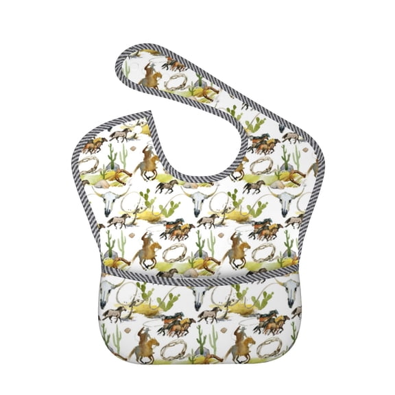 Kdxio Wild West Western Bibs For Babies, Baby Bibs for Eating, Toddler Bibs, Waterproof Bibs, Feeding Bibs, for Toddlers, Boys, Girls