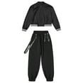 thumbnail image 3 of CHICTRY Girls Jazz Hip Hop Dance Outfit Long Sleeve Bomber Jacket with Cargo Jogger Pants Street Dance Performance Set Black 14, 3 of 7