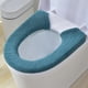 thumbnail image 5 of Funda de asiento de inodoro lavable suave y gruesa, paño de fibra elástico, 40x50 cm, azul, broches fijos, fácil instalación, se adapta redondo y alargado, cálido, cómodo, accesorio de baño, 5 of 7