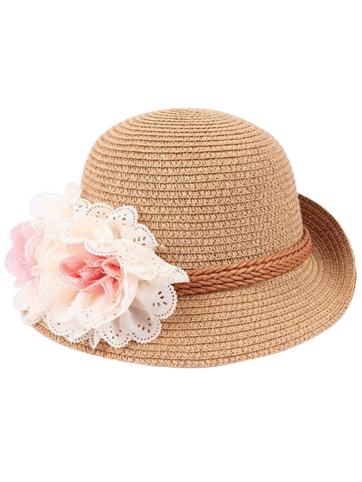 Toddler Baby Flower Decor Breathable Hat Straw Sun Hat Kids Hat Girls Hats - image 5 of 5