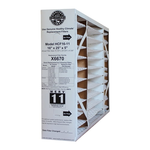 Lennox X6670 | Pack of 3 | MERV 11 16x25x5 Furnace Filter (15-3/4" x 24-3/4" x 4-3/8")