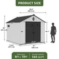 thumbnail image 6 of Craftian 8x10ft Outdoor Resin Storage Shed with Floor, 544 cuft Garden Shed with Lockable Door, Windows & Vents, Plastic Tool Storage, Waterproof, 6 of 8