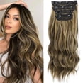 thumbnail image 1 of Clip en ondas largas y suaves, postizos gruesos, 20 pulgadas, extensiones de cabello de colores mezclados, fibra sintética, cabello de doble trama para mujeres, cabeza completa JM, 1 of 3