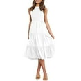 thumbnail image 1 of Robe Femme Liquidation Robe Unie Sans Manches Plissée Taille Élastique Grande Robe Blanche m, 1 of 8