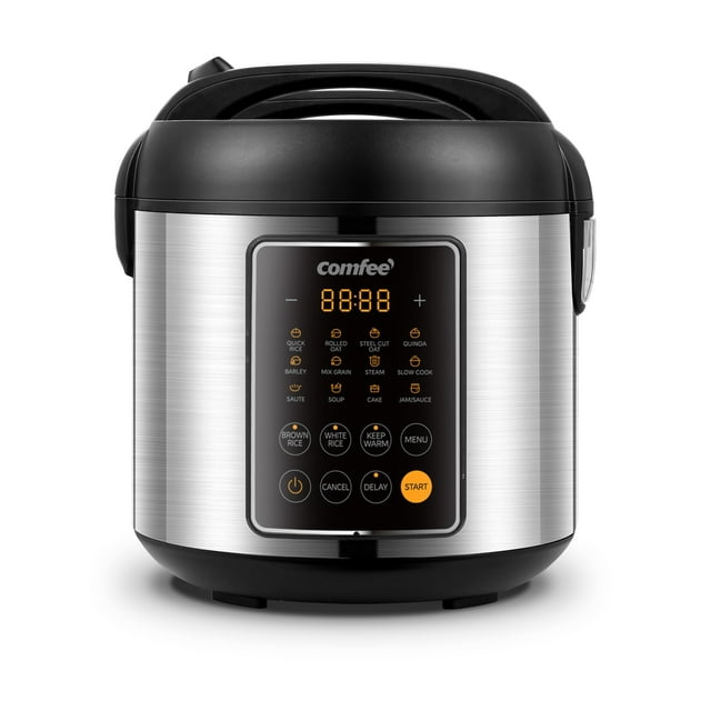 Hervidor de arroz COMFEE', acero inoxidable, 5,3 L, 14 en 1, color marrón, 20 tazas
